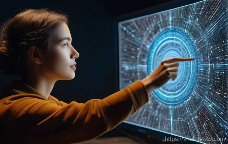 AI 창작물 저작권의 새로운 트렌드 - An expansive, ethereal digital landscape reminiscent of a vast library or interconnected network. Co...