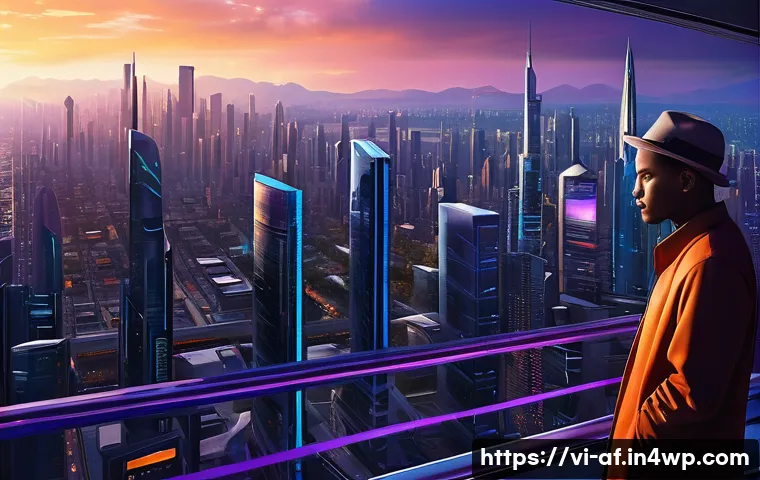 AI 그림의 저작권 등록 절차 - **Prompt 1: Futuristic City Sunset**
"A breathtaking panoramic view of a bustling futuristic cit...