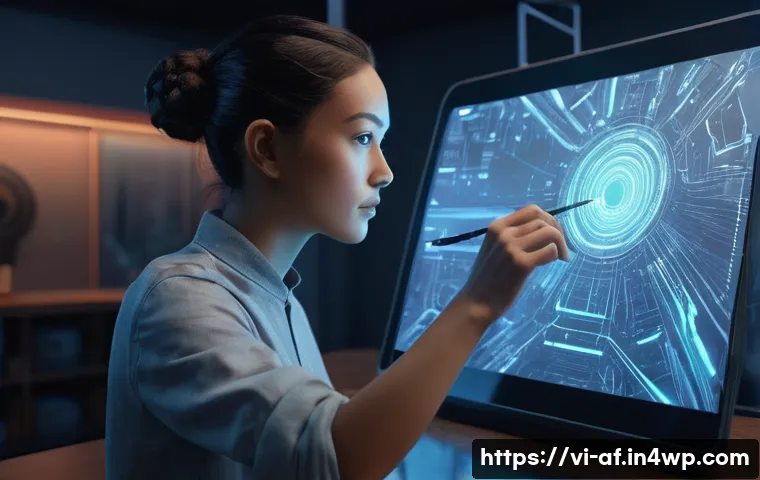 AI 저작권 침해의 법적 판례 - **Prompt:** A futuristic art studio scene where a human artist and advanced AI are collaboratively c...