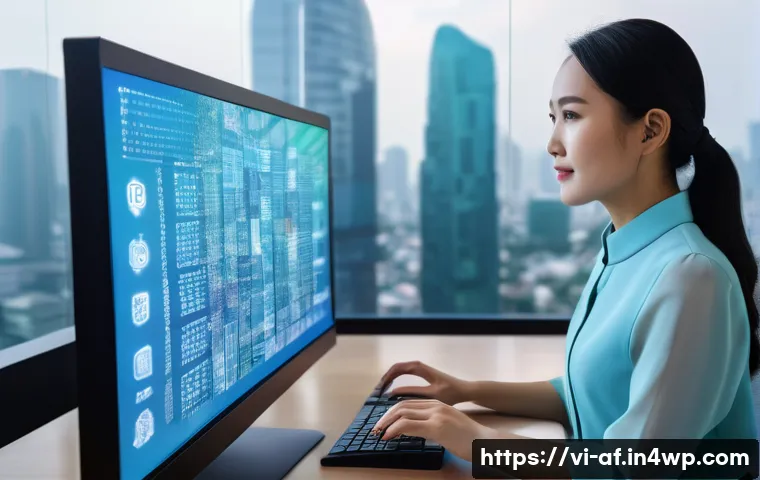 AI 저작권 관련 논문 및 연구 자료 - A futuristic office scene in Ho Chi Minh City where a Vietnamese businesswoman is collaborating with...