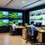 Home 17 AI 콘텐츠의 저작권 비용 분석 - A modern Vietnamese office environment showcasing a diverse team of young professionals collaboratin...