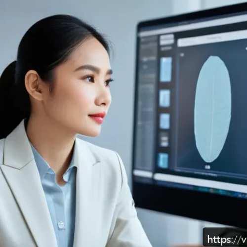 Home 26 AI 창작물의 저작권 가이드라인 - A modern Vietnamese office setting with diverse professionals collaborating on AI intellectual prope...